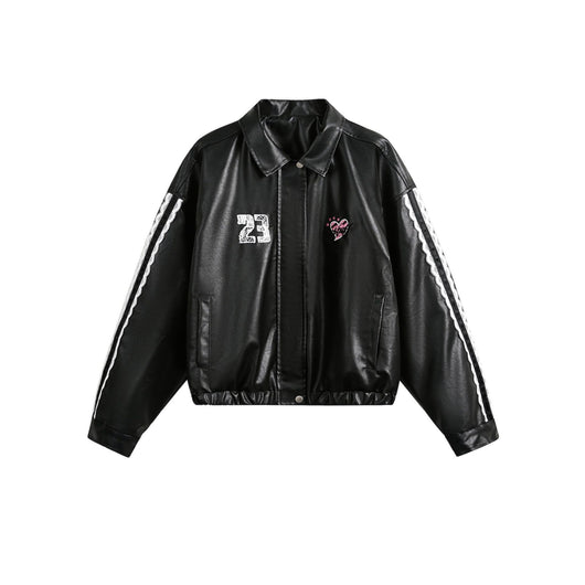 Chaqueta de Solapa Negra con Encaje y Bordado Love Number para Mujer - Image 2