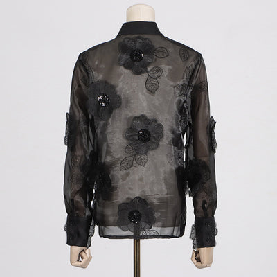 Camisa Polo de Diseño con Bordado 3D, Lentejuelas y Flores Volumétricas - Image 22