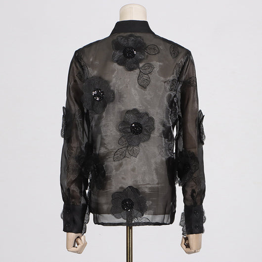 Camisa Polo de Diseño con Bordado 3D, Lentejuelas y Flores Volumétricas - Image 22