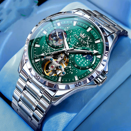 Reloj Mecánico Hueco Cielo Estrellado para Hombre Negocios Impermeable - Image 2