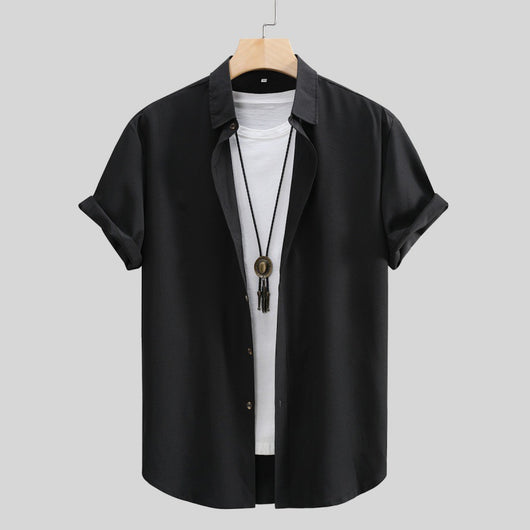 Camisa de Manga Corta Clásica para Hombre - Color Liso Verano - Image 8