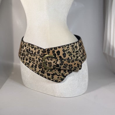 Cinturón Ancho de Leopardo Fluffy en Pelo de Caballo para Otoño-Invierno