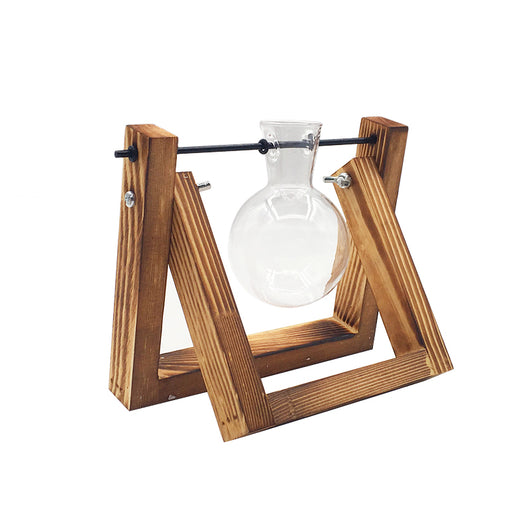 Maceta Hidropónica de Vidrio con Soporte de Madera Colgante - Image 6