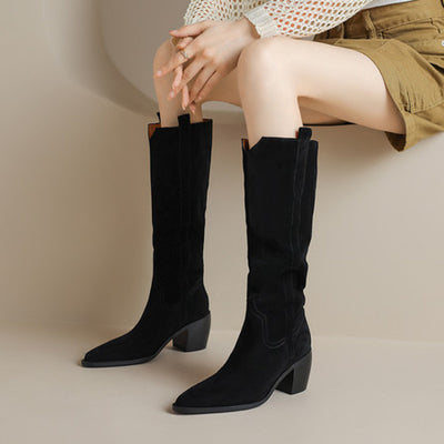 Botas Largas Retro Artesanales de Color Sólido para Otoño-Invierno - Image 4