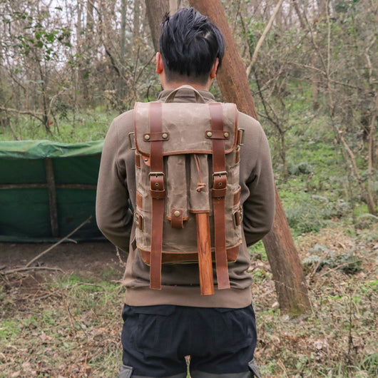 Mochila de Montaña Impermeable en Lona Encerada Estilo Retro - Image 2