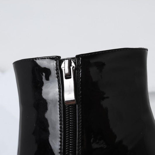 Botas Cortas Talla Grande con Tacón Grueso en Dorado y Plateado - Image 3