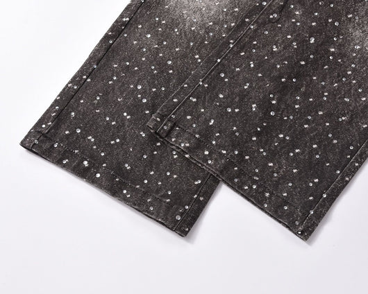 Jeans Holgados Estampado Diamante Efecto Vintage Apilados - Image 8