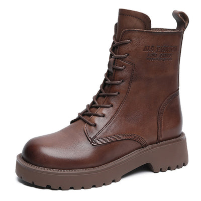 Botines de Cuero Suave para Mujer con Tacón Robusto y Forro de Felpa - Image 6