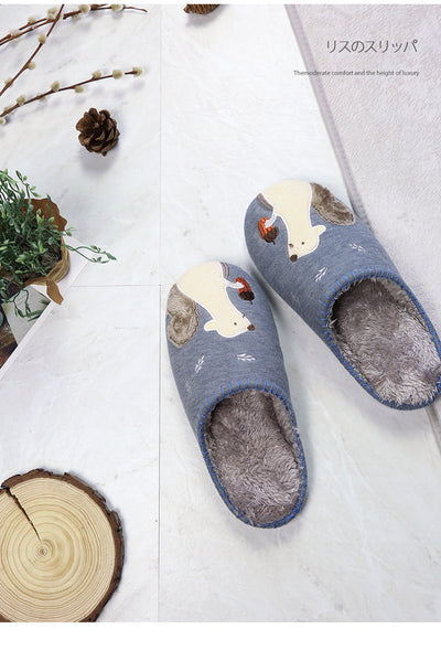Pantuflas Plataforma Pareja con Ardilla Bordada - Antideslizantes para Interior - Image 3