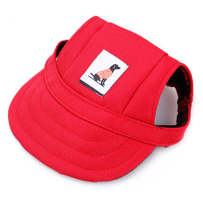Orange pet baseball cap with ear holes and a curved brim, featuring a small patch with a dog graphic. - Image 5