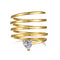 S925 Sterling Plateado Ring Female With Hearts Simple Geometric Gang Drill Golden DY121020SGWH No 6