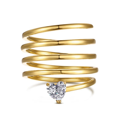 Anillo de Plata Esterlina 925 para Mujer con Corazones y Diseño Geométrico - Image 6