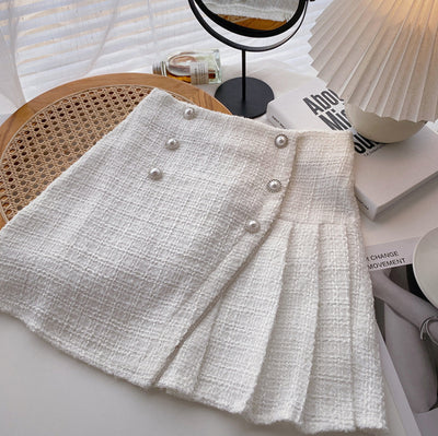 Falda Plisada Cintura Alta con Hebilla de Perla Irregular - Image 12