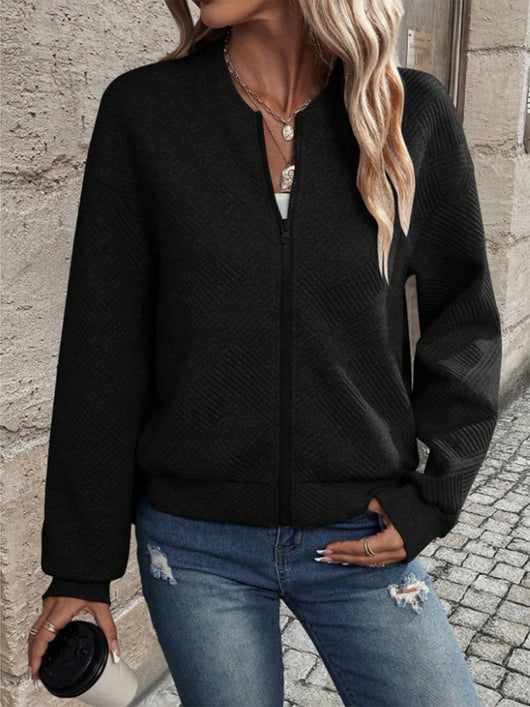 Chaqueta Abrigo de Mujer con Cierre de Color Sólido - Image 20