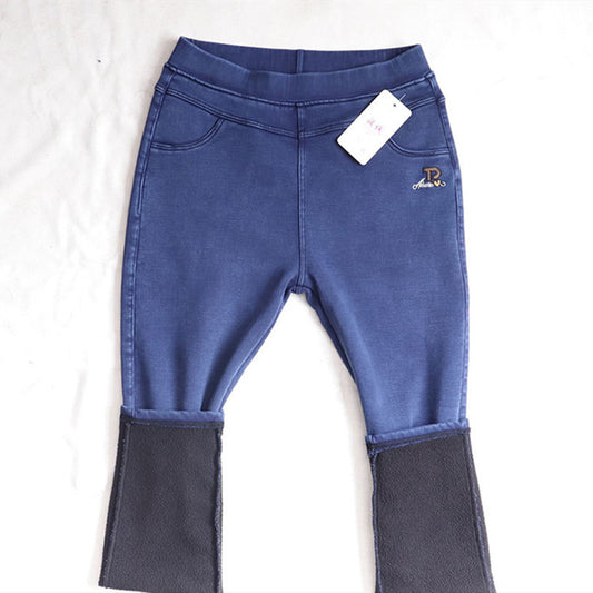 Pantalones Vaqueros Negros Cintura Alta Gruesos para Mujer