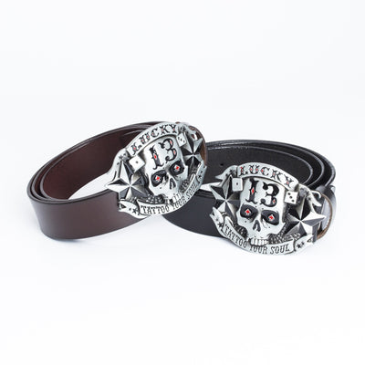 Cinturón de Cuero para Hombre con Hebilla Calavera Skateboard - Image 2