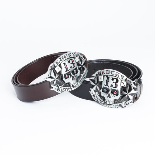 Cinturón de Cuero para Hombre con Hebilla Calavera Skateboard - Image 2