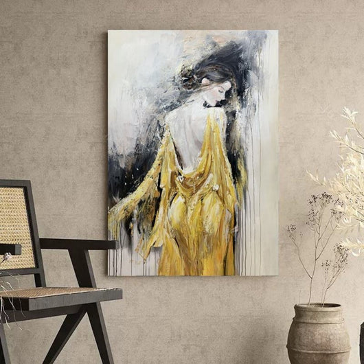Cuadro Óleo Artesanal Mujer Elegante Moderna - Lienzo Texturizado sin Marco - Image 2