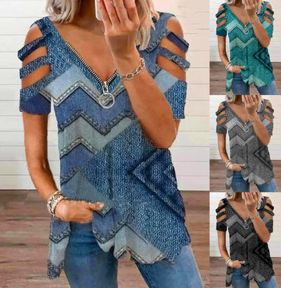 Blusa Casual para Mujer con Hombros Descubiertos y Cuello en V - Image 6