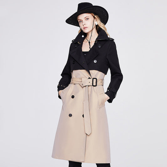 Abrigo Trench Urbano Doble Botonadura con Cordones para Mujer - Estilo Otoño