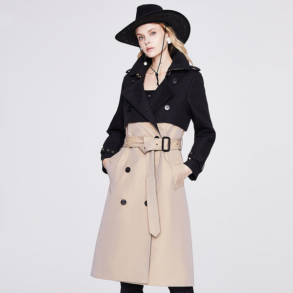 Abrigo Trench Urbano Doble Botonadura con Cordones para Mujer - Estilo Otoño