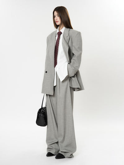 Pantalones Casuales Rectos con Corte Vertical y Acabado Liso - Image 3