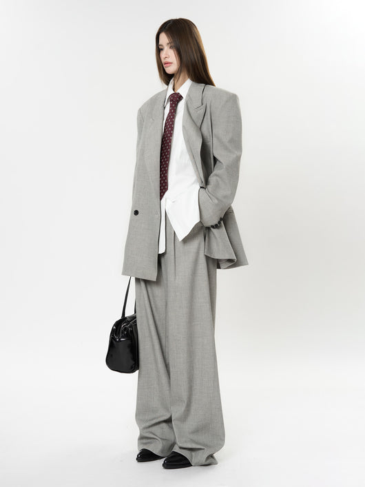 Pantalones Casuales Rectos con Corte Vertical y Acabado Liso - Image 3