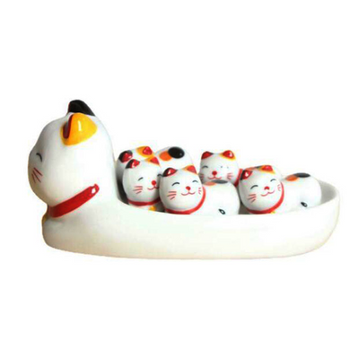 Soporte Decorativo de Cerámica para Palillos Chinos - Diseño Gato de la Fortuna - Image 9