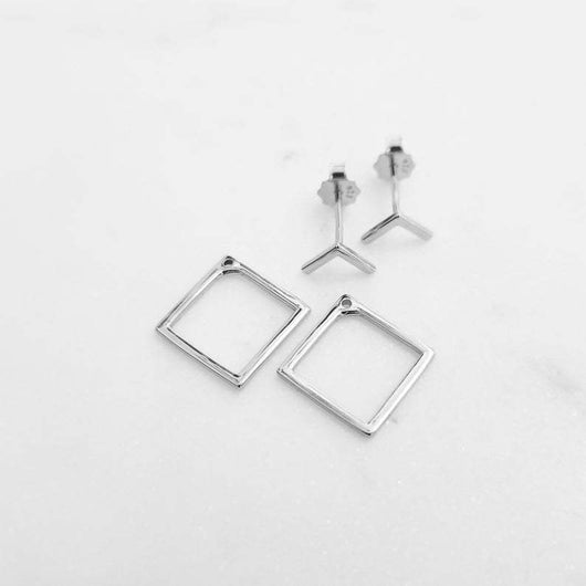 Aretes Geométricos Cuadrados Dos Piezas Versátiles para Mujer - Image 9