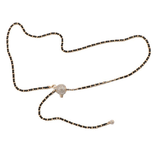 Cinturón de Cadena Trenzada con Diamantes de Metal y Cuero - Image 8