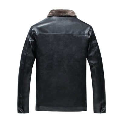 Chaqueta de Cuero con Cuello Mao Acolchada para Hombre - Image 9