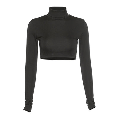 Camiseta Crop Top Ajustada de Color Liso para Mujer - Image 24