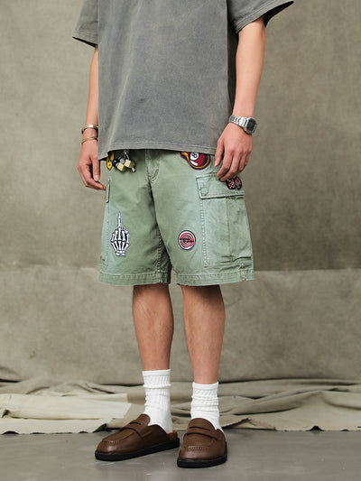 Shorts Cargo Vintage Desgastados con Bordados - Image 5