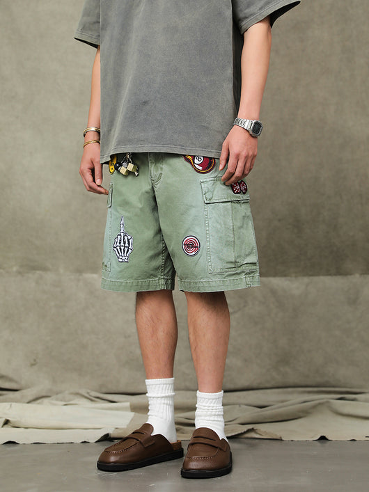 Shorts Cargo Vintage Desgastados con Bordados - Image 5