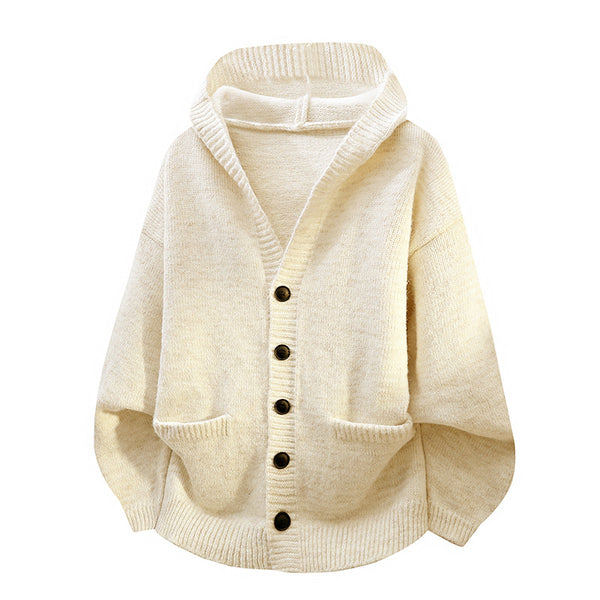 Cardigan Tejido Holgado con Capucha para Hombre