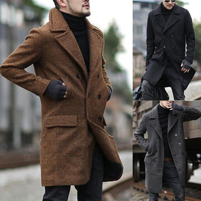 Abrigo Tipo Trinchera de Lana para Hombre con Solapas Clásicas - Image 3