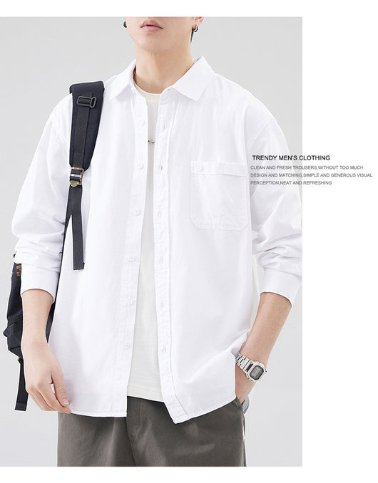 Camisa de Algodón Pesado Estilo Americano para Hombre - Image 18