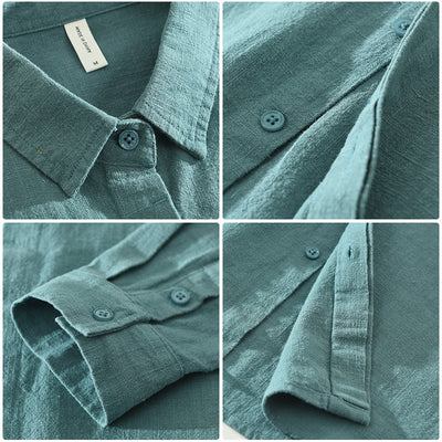Camisa de Lino Suelta para Hombre - Estilo Casual Artístico de Manga Larga - Image 4