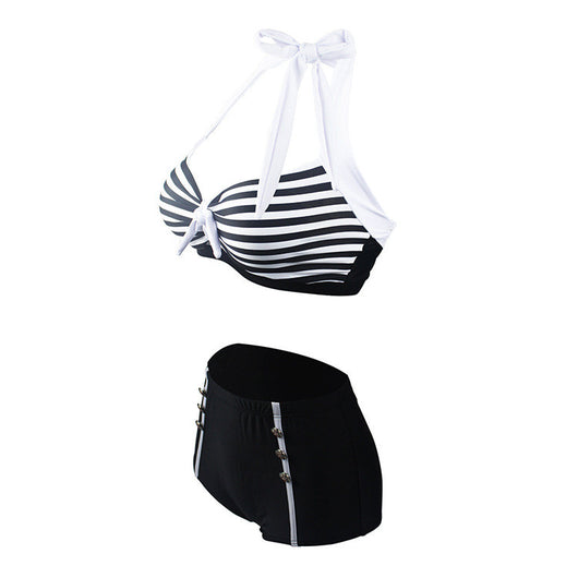Bikini de Talle Alto Rayado Sexy con Diseño Dividido - Image 15