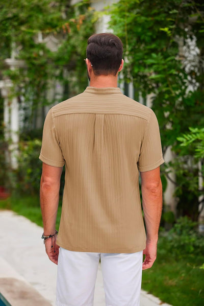 Polo Casual de Verano para Hombre - Cuello Mao, Manga Corta, Diseño a Rayas - Image 17