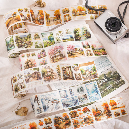 Set de Cintas Decorativas Adhesivas Paisajes Cuatro Estaciones - 6 Modelos para Scrapbooking y DIY