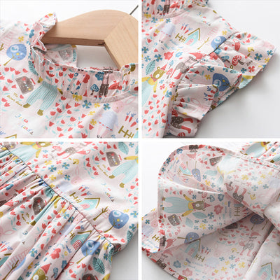 Vestido Infantil Estampado Patchwork Manga Corta - Image 12