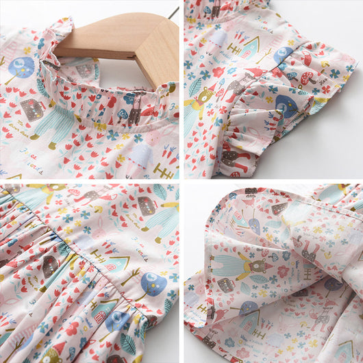 Vestido Infantil Estampado Patchwork Manga Corta - Image 12