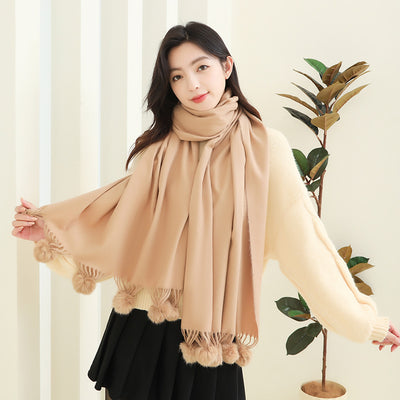 Capa Elegante para Mujer con Pompones - Mezcla de Cachemira y Lana - Image 29