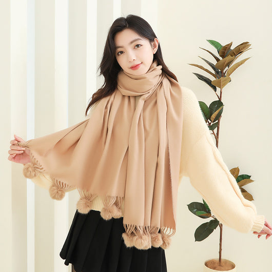 Capa Elegante para Mujer con Pompones - Mezcla de Cachemira y Lana - Image 29