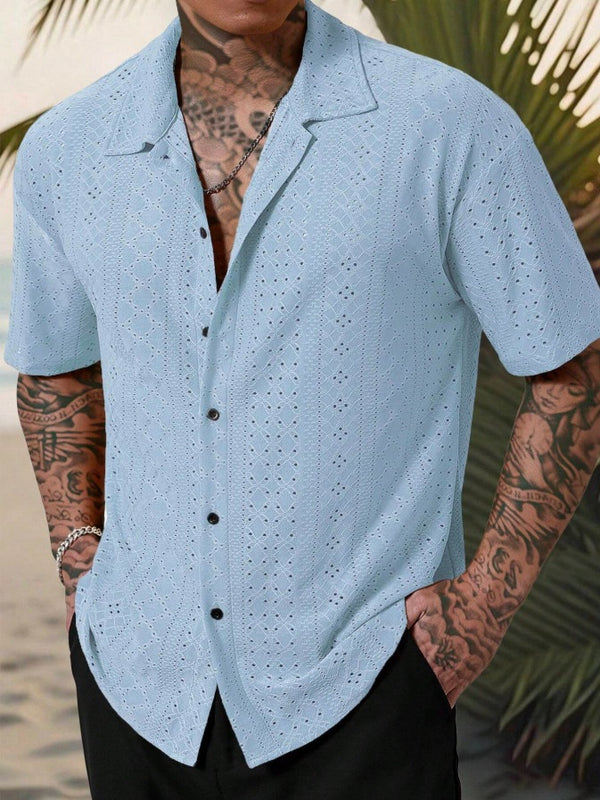 Camisa Casual Hombre con Tejido Calado Jacquard - Image 6