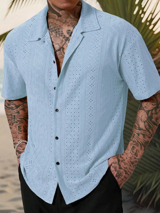 Camisa Casual Hombre con Tejido Calado Jacquard - Image 6