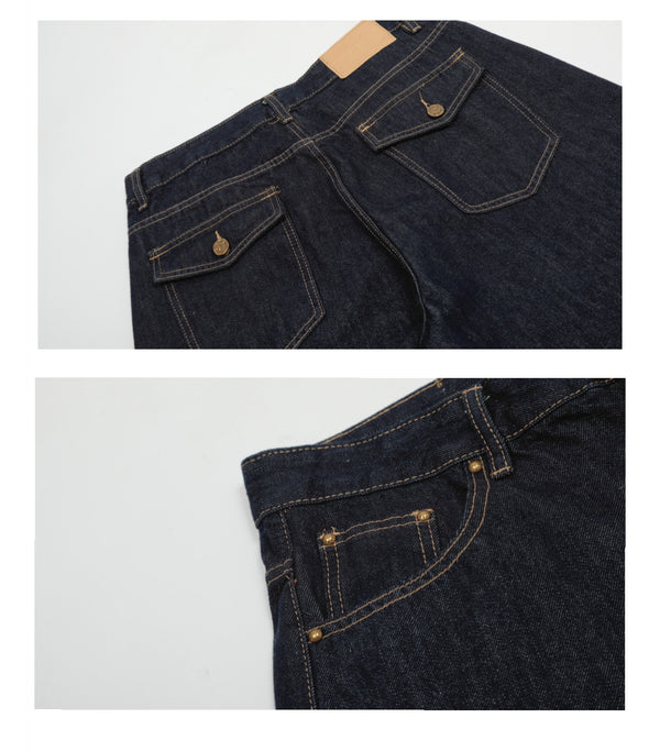 Jeans Retro Americano Tiro Alto Azul Oscuro