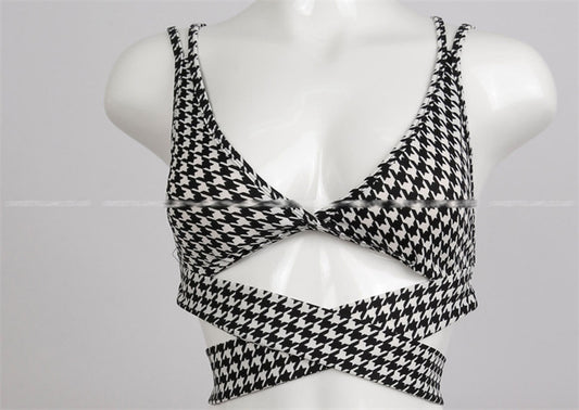 Bikini Estampado Cuadros con Lazo Cruzado - Image 2