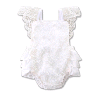 Mono Blanco de Encaje para Bebé - Jumpsuit Elegante de Verano
